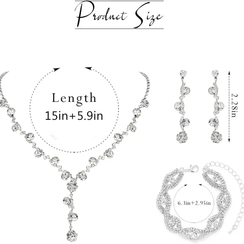 Rhinestone Earrings Silver Earring Necklace Party Earrings Jewelry